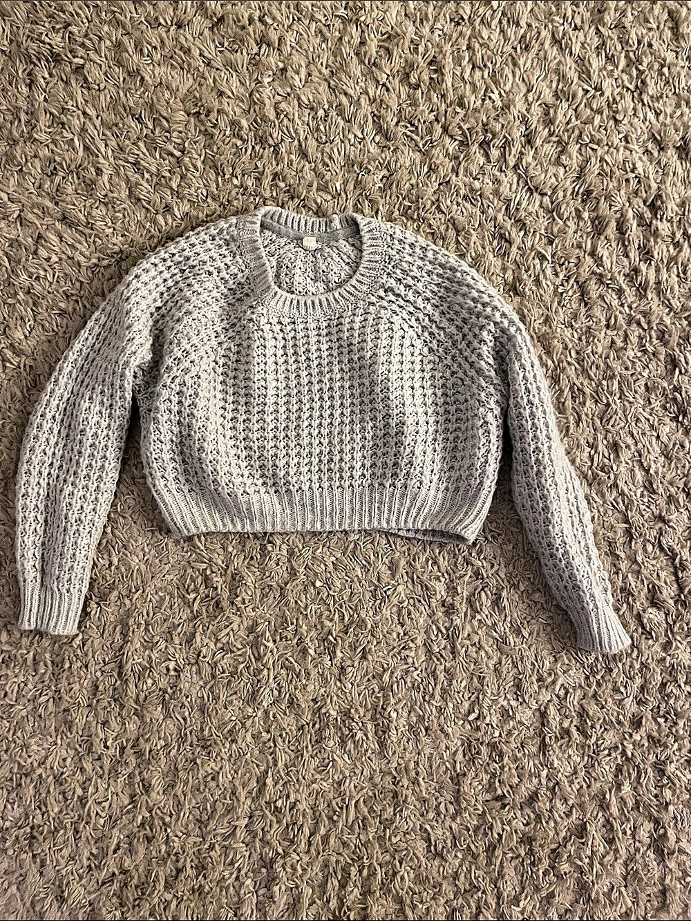 Garage Cropped Knit Sweater in Gray Size XS Like New